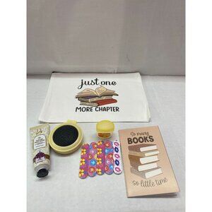Women's Book Theme "Just One More Chapter" Zipper Cosmetic Bag w Accessories